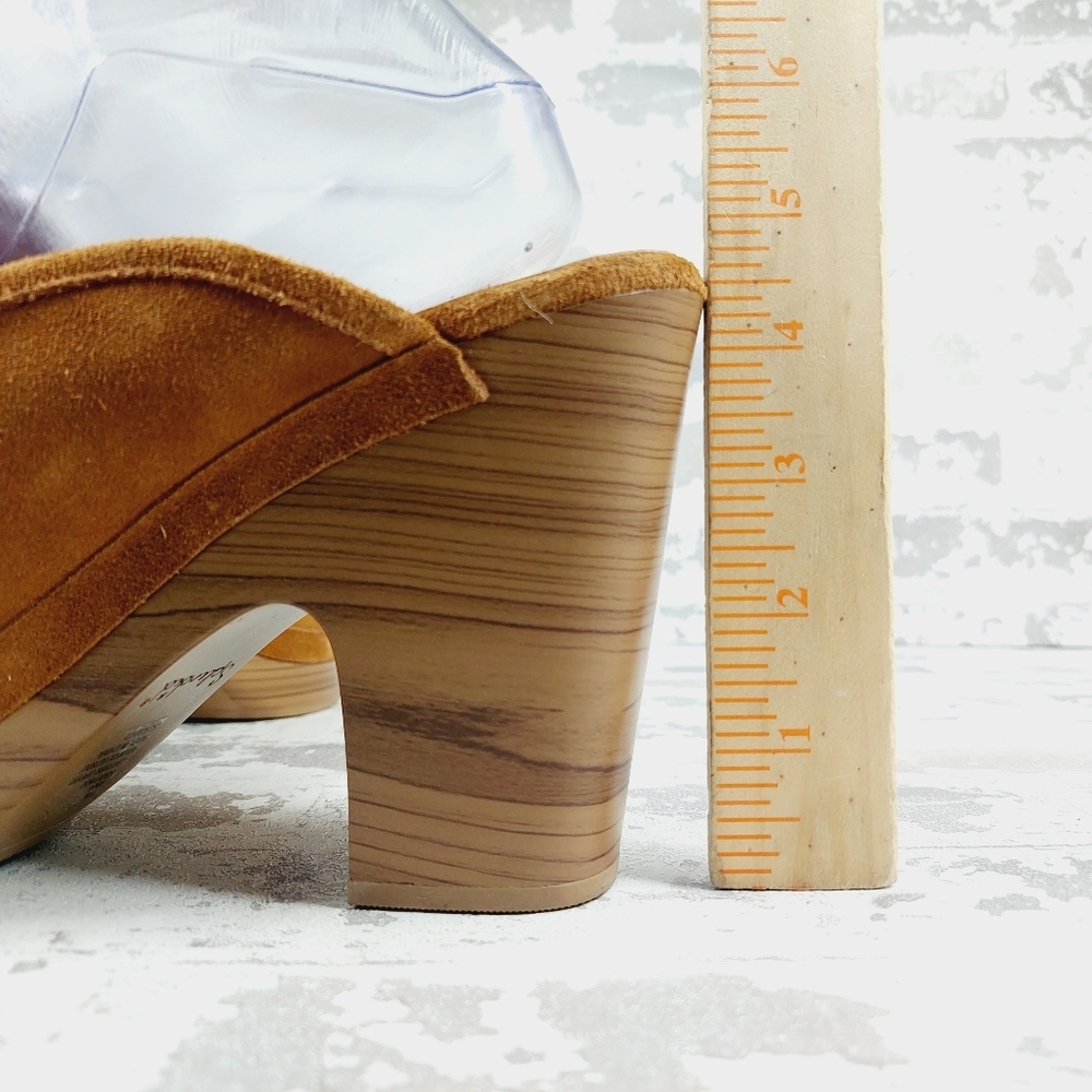 New Spendid Vina Suede Wood Heel Platform Clog E892 - Picture 9 of 14
